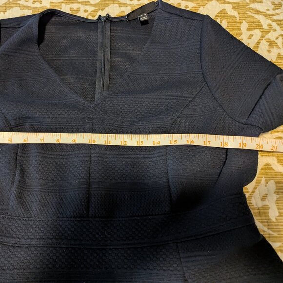 Lane Bryant Navy Blue Textured Dress with Pockets - Picture 2 of 9